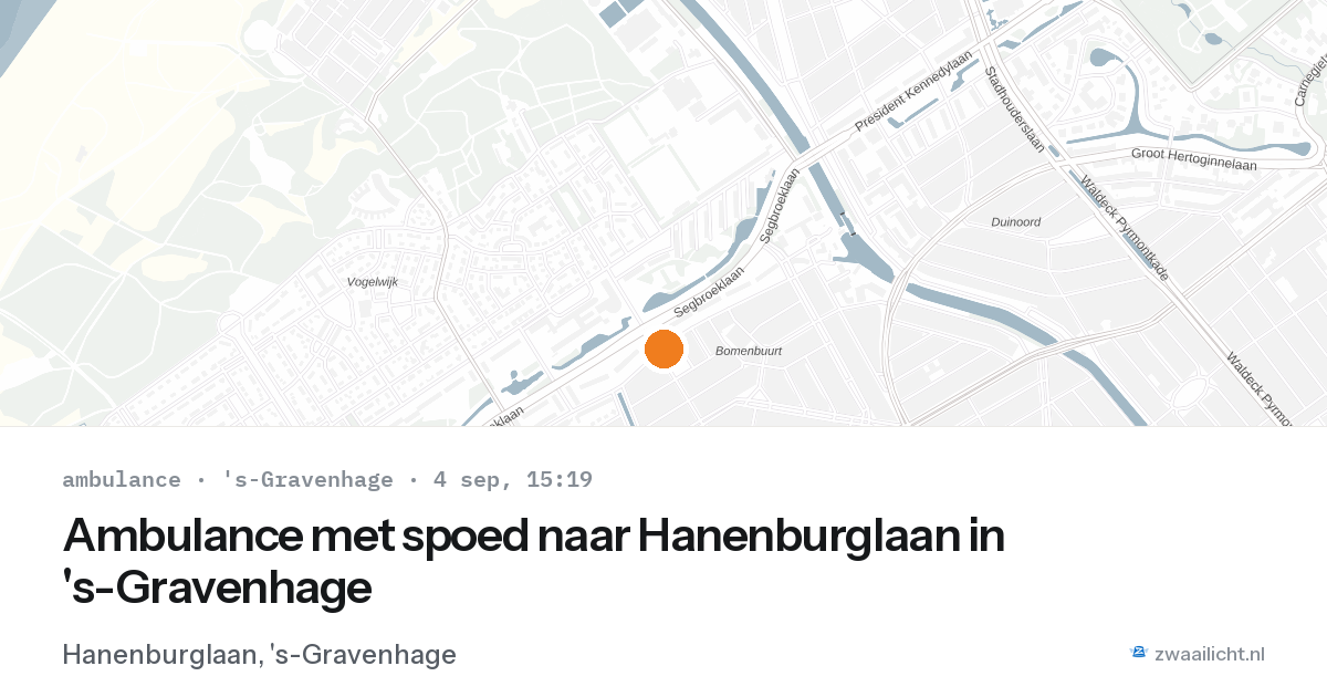 Ambulance met spoed naar Hanenburglaan in 's-Gravenhage — 4 sep 2026