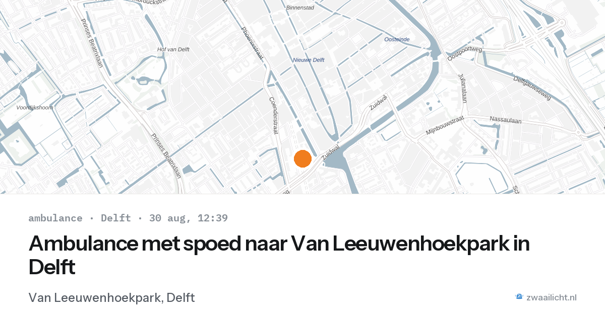 Ambulance met spoed naar Van Leeuwenhoekpark in Delft — 30 aug 2026