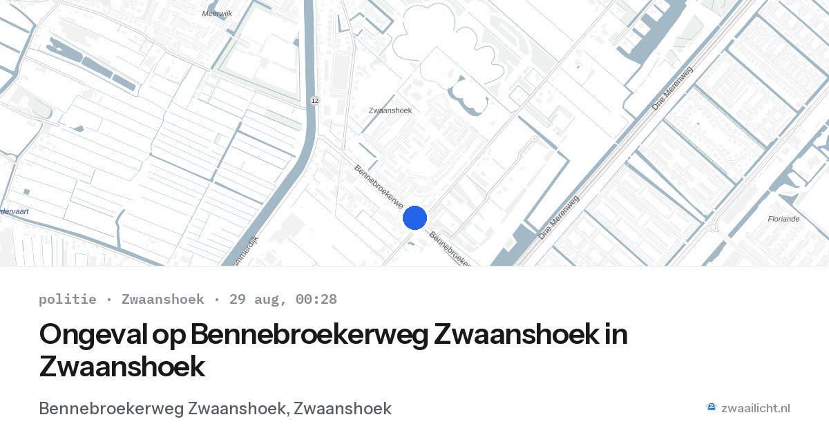 Ongeval op Bennebroekerweg Zwaanshoek in Zwaanshoek — 28 aug 2026