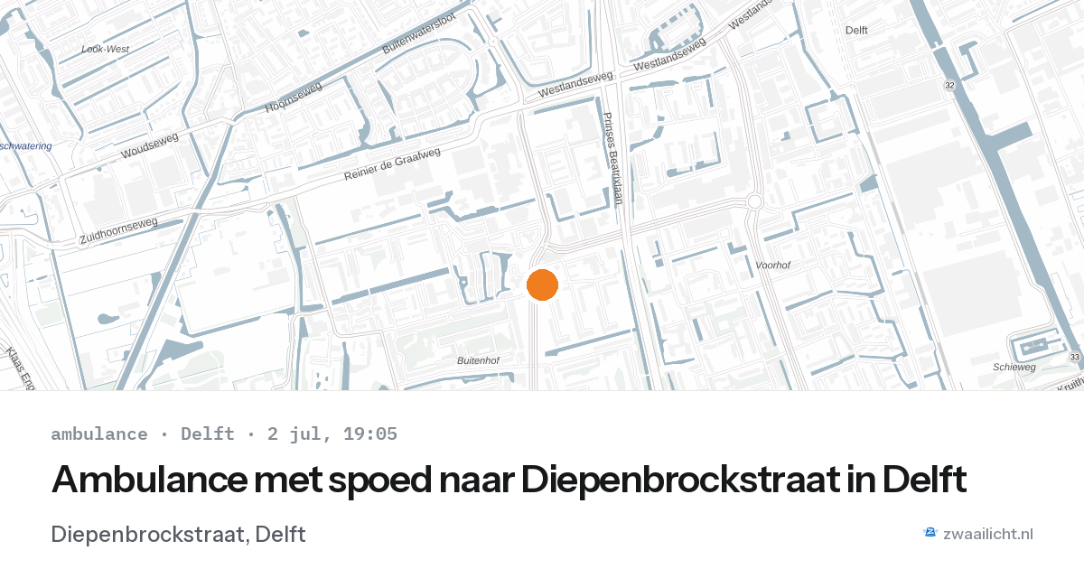 Ambulance met spoed naar Diepenbrockstraat in Delft — 2 jul 2026