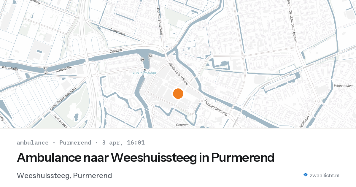 Ambulance naar Weeshuissteeg in Purmerend — 3 apr 2026