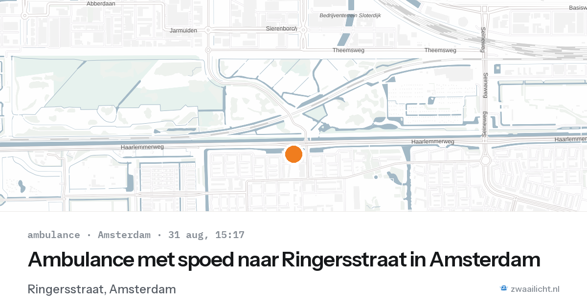 Ambulance met spoed naar Ringersstraat in Amsterdam — 31 aug 2026
