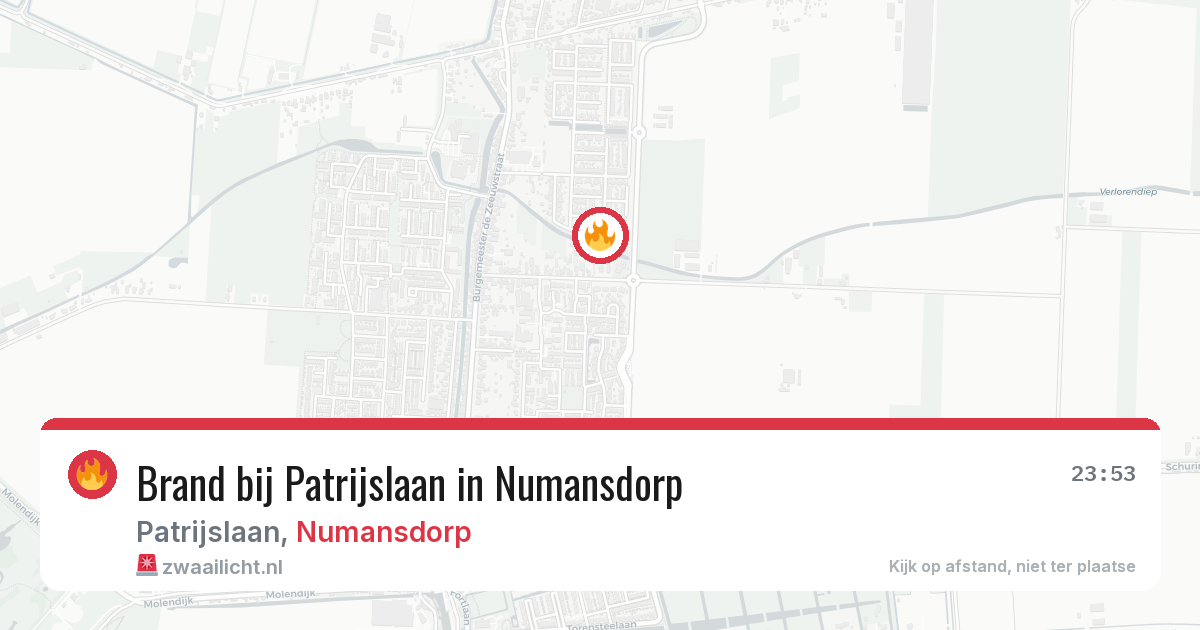 Brand bij Patrijslaan in Numansdorp — 8 aug 2026