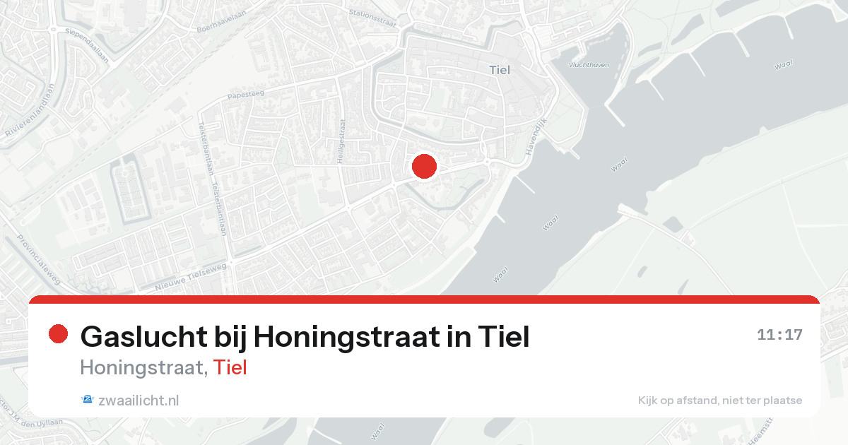 Gaslucht bij Honingstraat in Tiel — 17 aug 2026