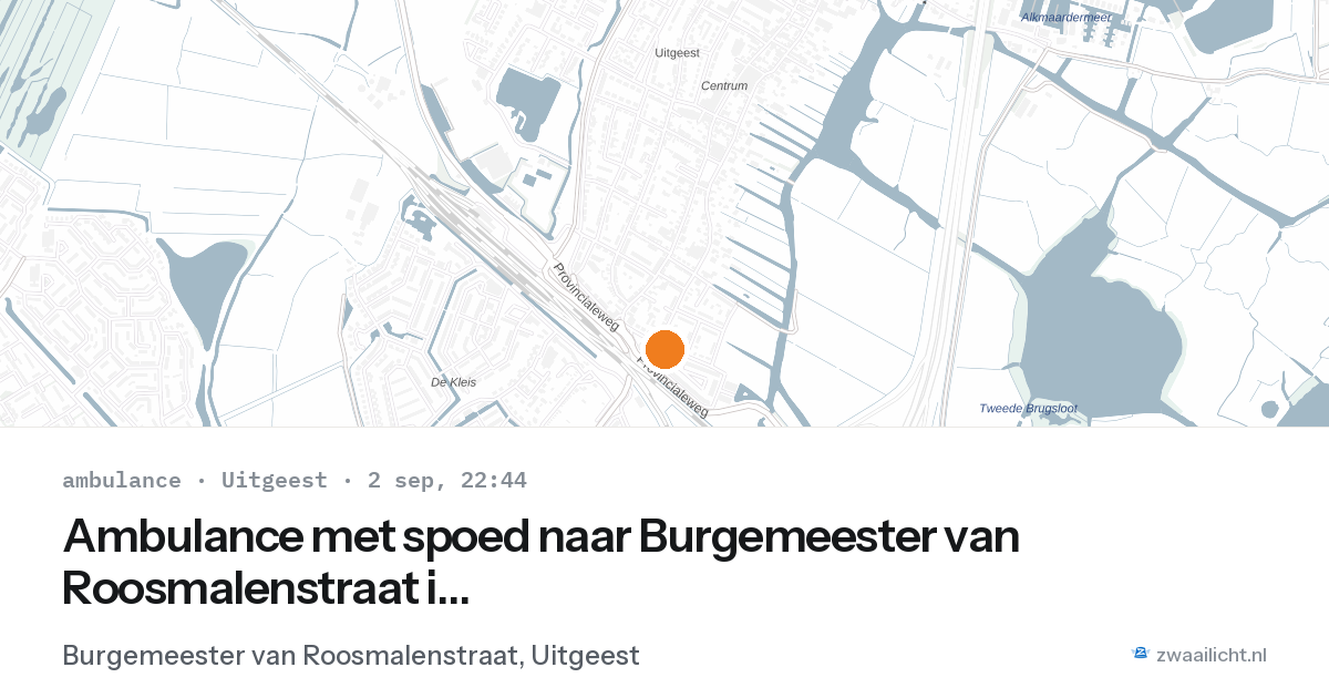 Ambulance met spoed naar Burgemeester van Roosmalenstraat in Uitgeest — 2 sep 2026