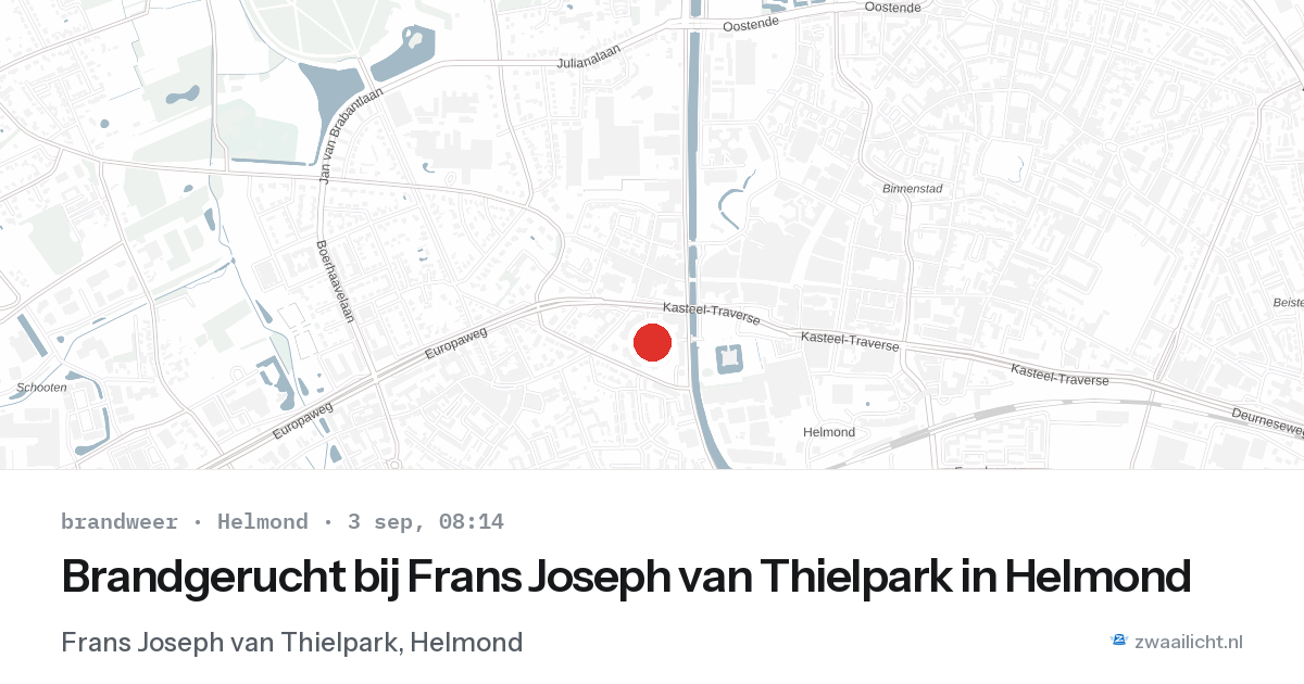 Brandgerucht bij Frans Joseph van Thielpark in Helmond — 3 sep 2026