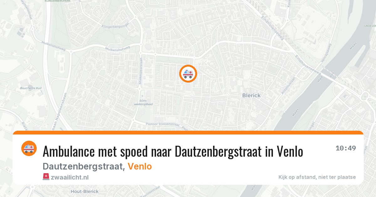 Ambulance met spoed naar Dautzenbergstraat in Venlo — 9 jul 2026