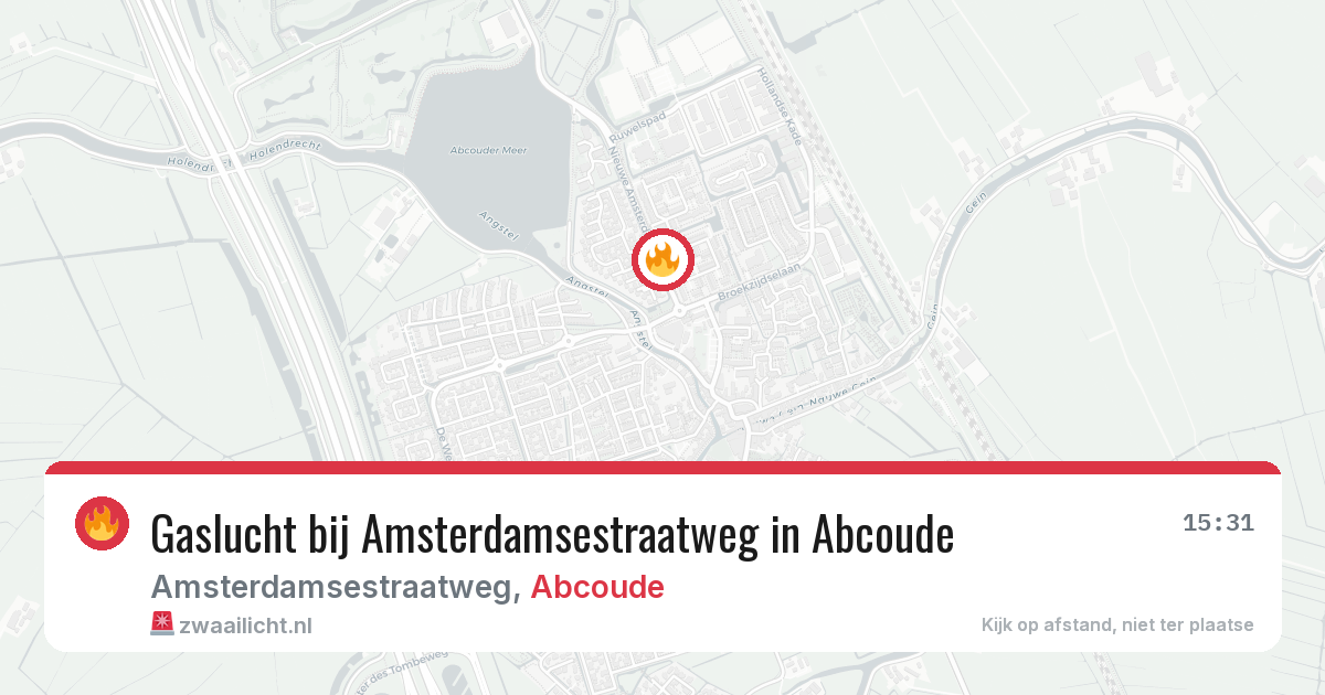Gaslucht bij Amsterdamsestraatweg in Abcoude — 8 jul 2026