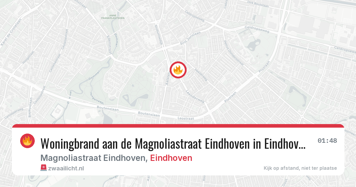 Woningbrand aan de Magnoliastraat Eindhoven in Eindhoven — 6 jun 2026