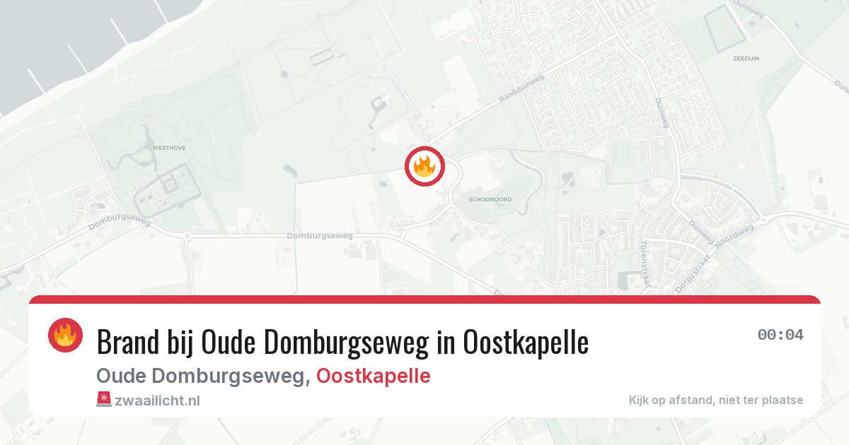 Brand bij Oude Domburgseweg in Oostkapelle — 20 jul 2026