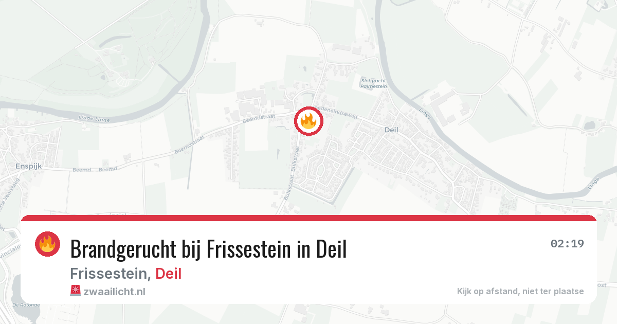 Brandgerucht bij Frissestein in Deil — 27 mrt 2026