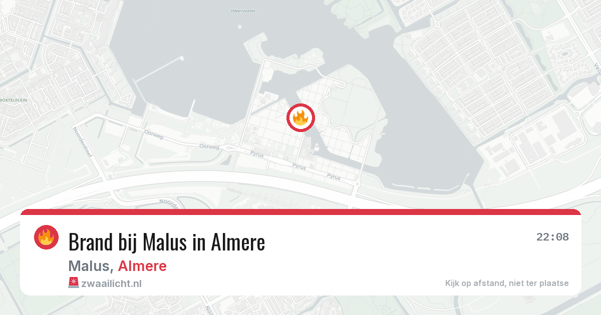 Brand bij Malus in Almere — 11 aug 2026