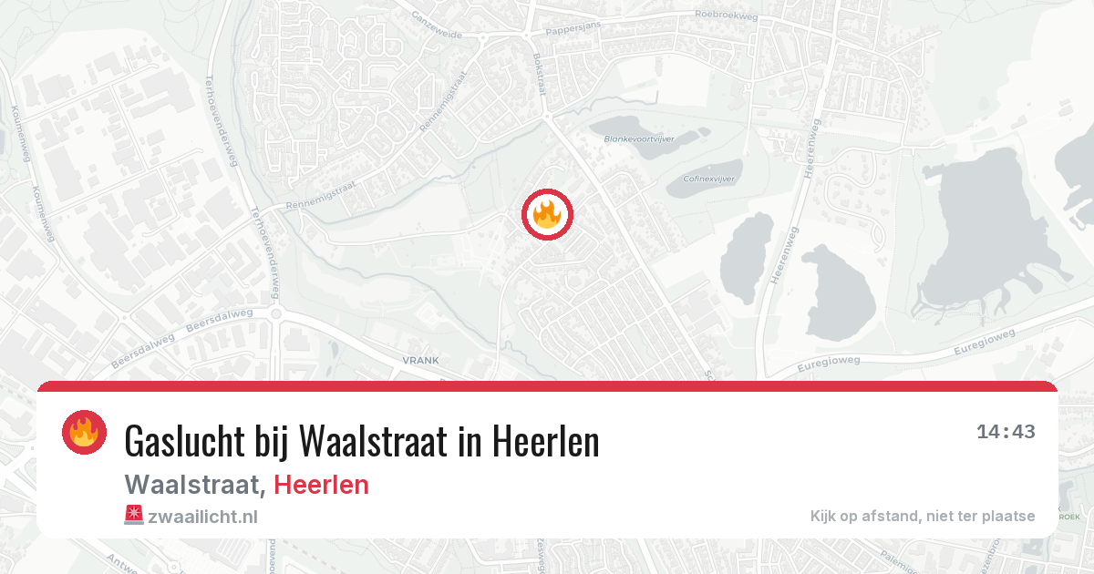 Gaslucht bij Waalstraat in Heerlen — 14 aug 2026
