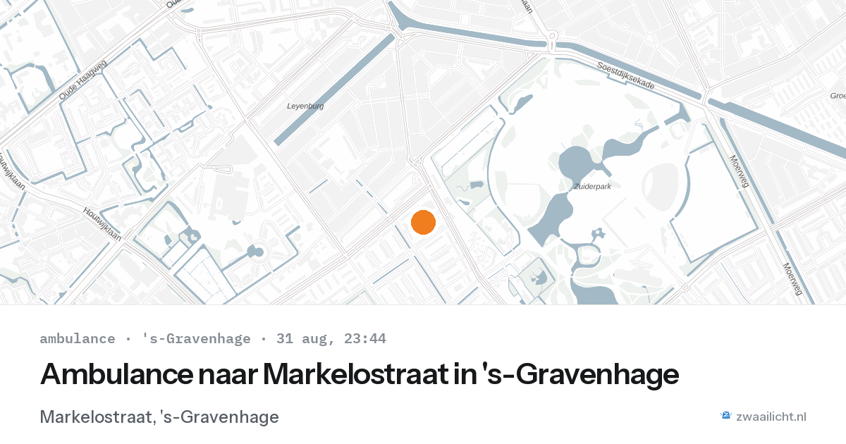 Ambulance naar Markelostraat in 's-Gravenhage — 31 aug 2026