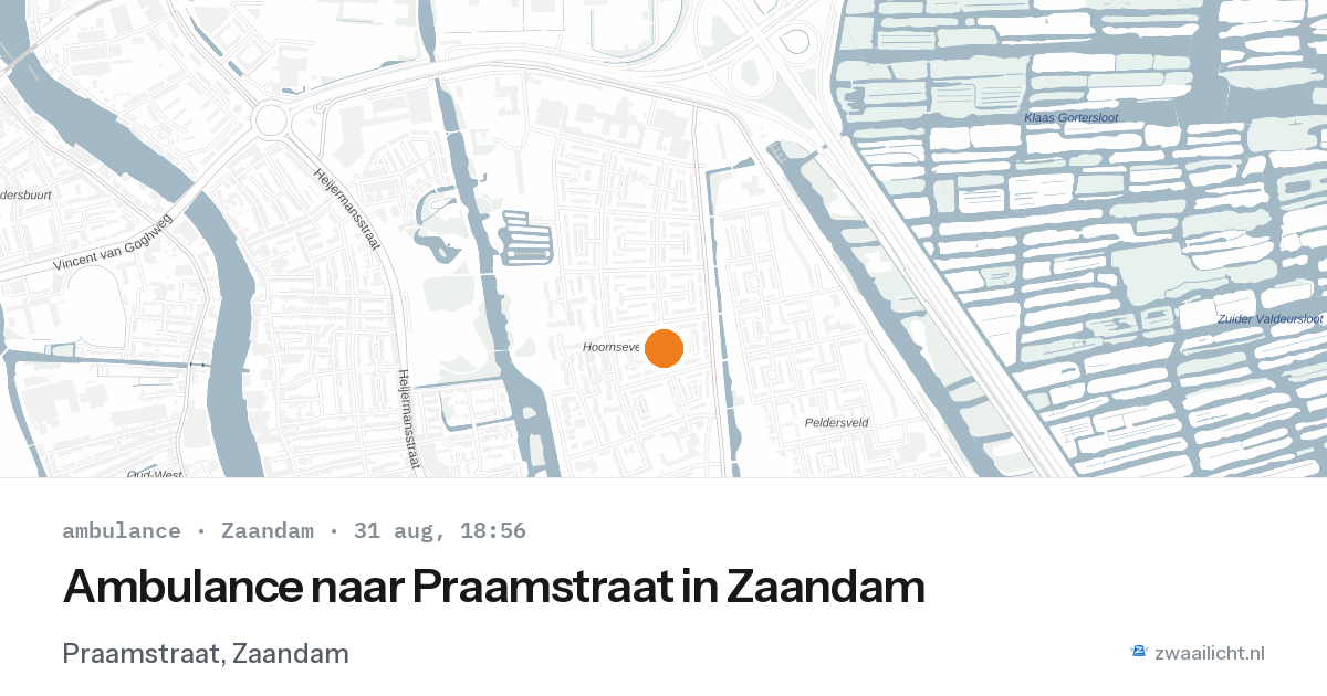Ambulance naar Praamstraat in Zaandam — 31 aug 2026