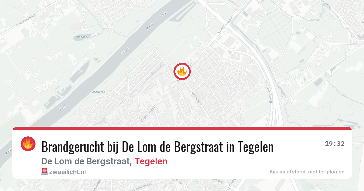 Brandgerucht bij De Lom de Bergstraat in Tegelen — 1 aug 2026