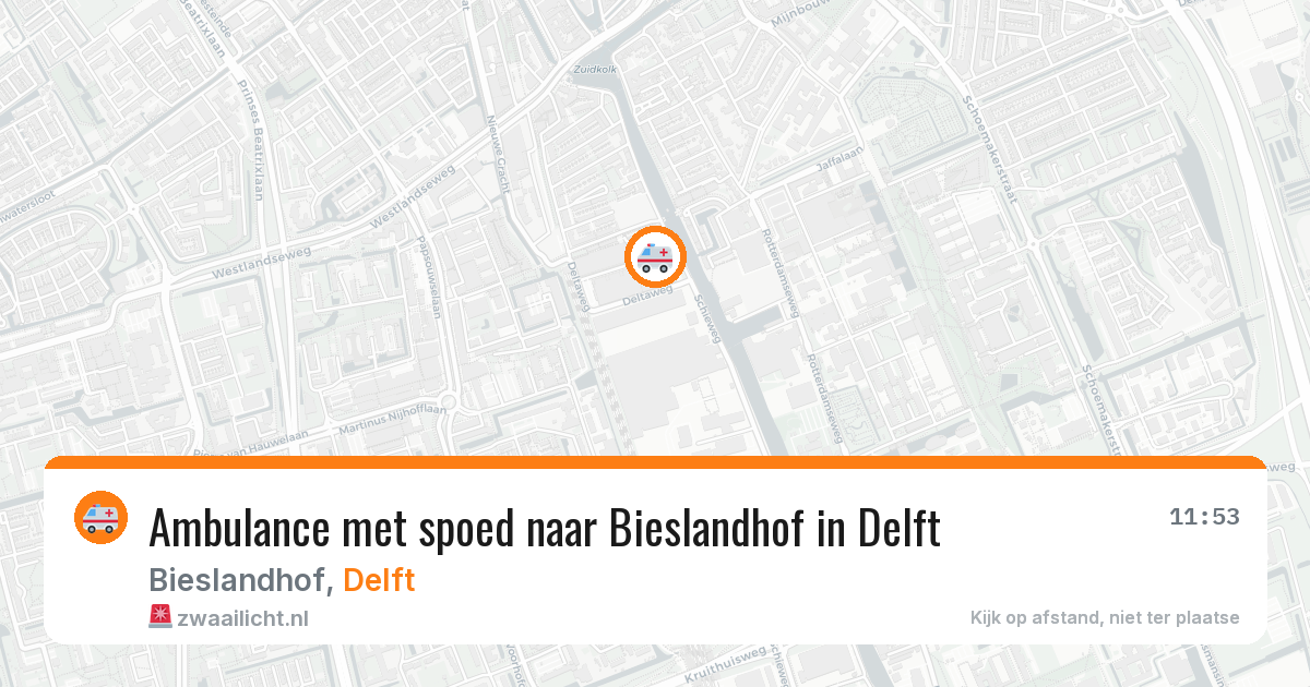 Ambulance met spoed naar Bieslandhof in Delft — 13 aug 2026
