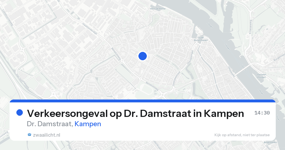 Verkeersongeval op Dr. Damstraat in Kampen — 17 aug 2026
