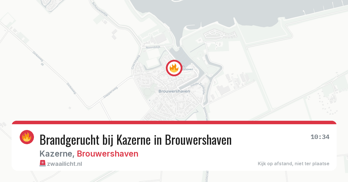 Brandgerucht bij Kazerne in Brouwershaven — 29 jul 2026