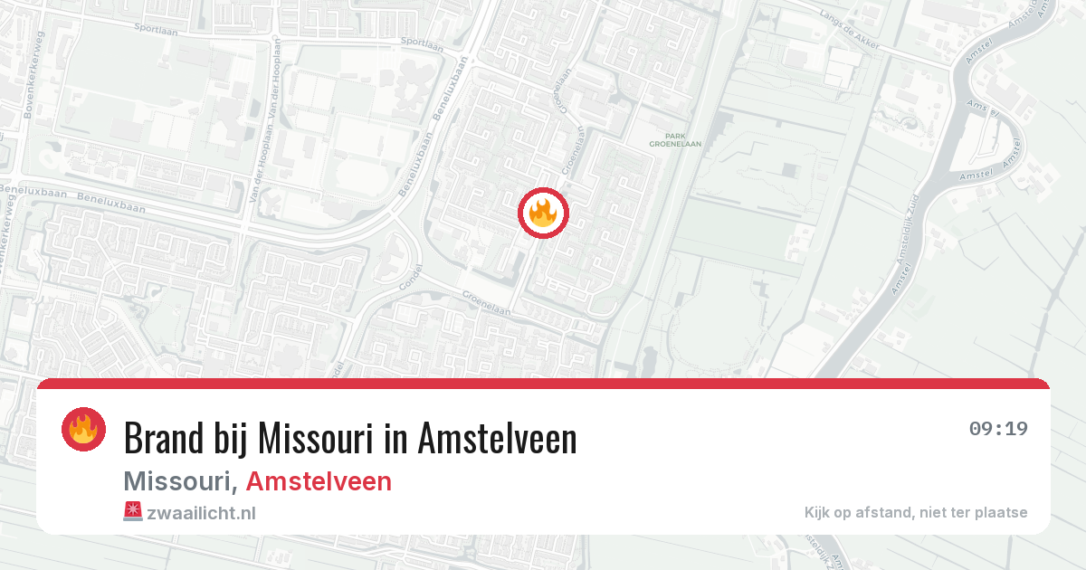Brand bij Missouri in Amstelveen — 7 aug 2026