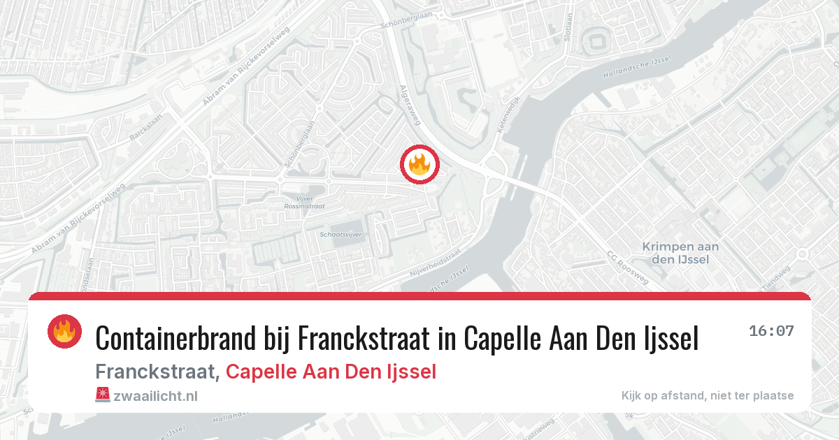 Containerbrand bij Franckstraat in Capelle Aan Den Ijssel — 8 aug 2026