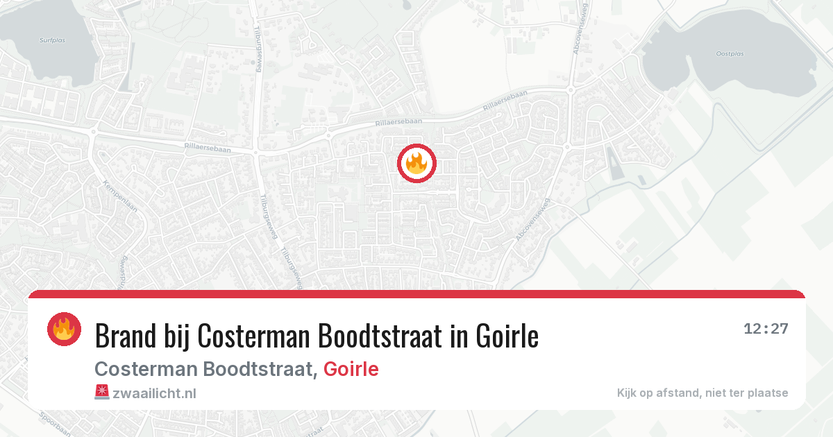 Brand bij Costerman Boodtstraat in Goirle — 2 aug 2026