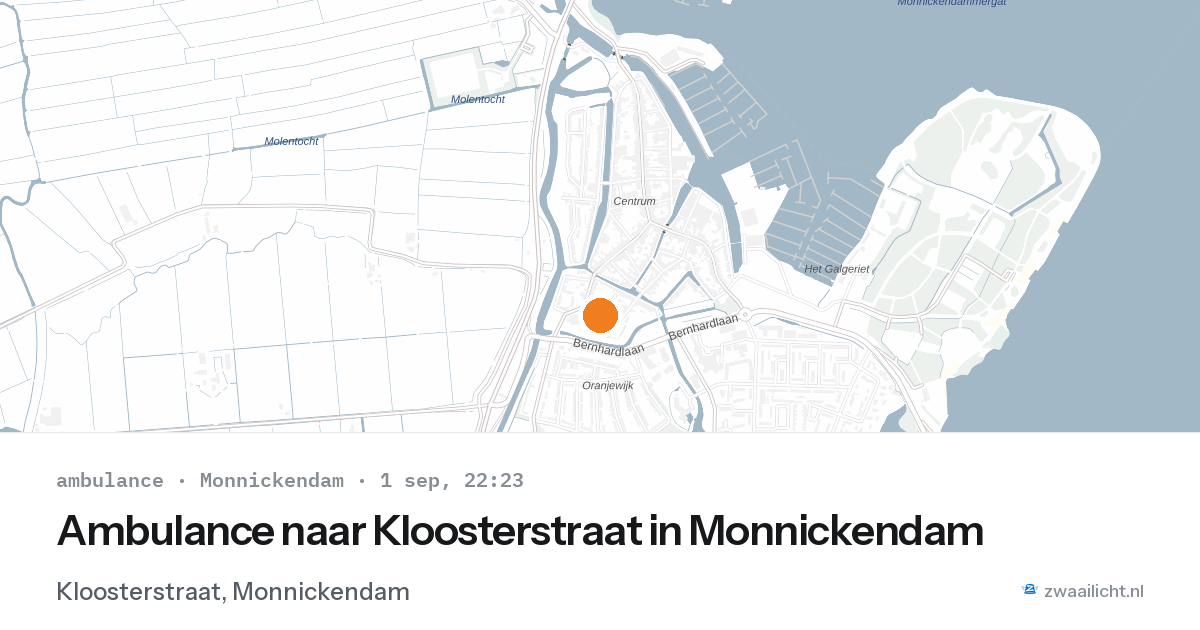 Ambulance naar Kloosterstraat in Monnickendam — 1 sep 2026