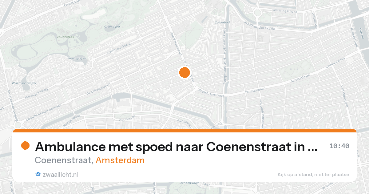 Ambulance met spoed naar Coenenstraat in Amsterdam — 17 aug 2026