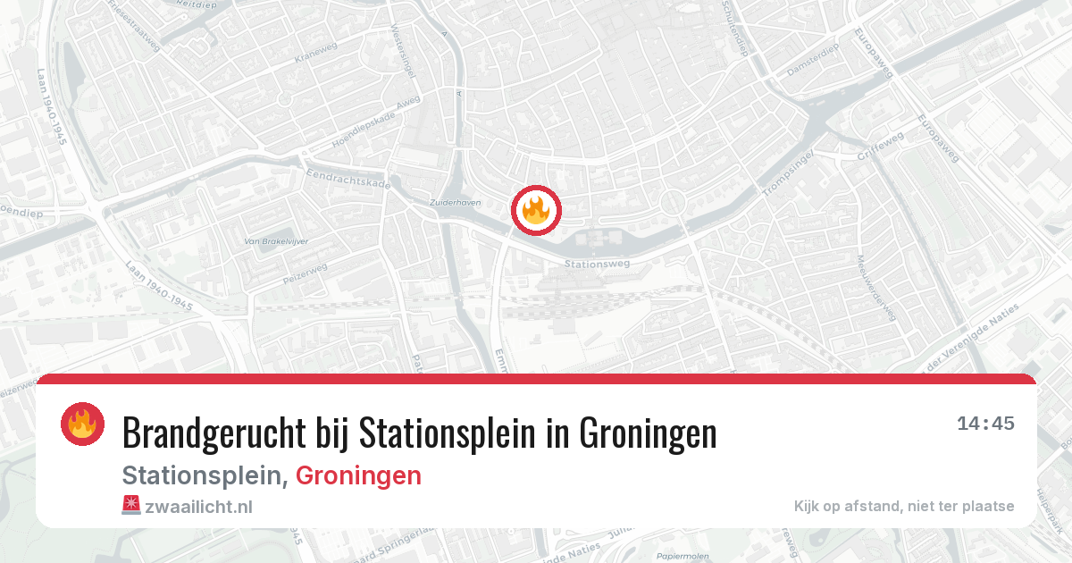 Brandgerucht bij Stationsplein in Groningen — 17 jun 2026