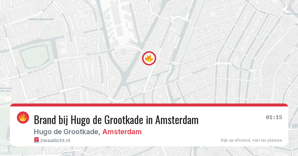 Brand bij Hugo de Grootkade in Amsterdam — 6 jun 2026