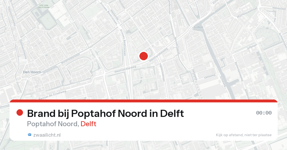 Brand bij Poptahof Noord in Delft — 19 aug 2026