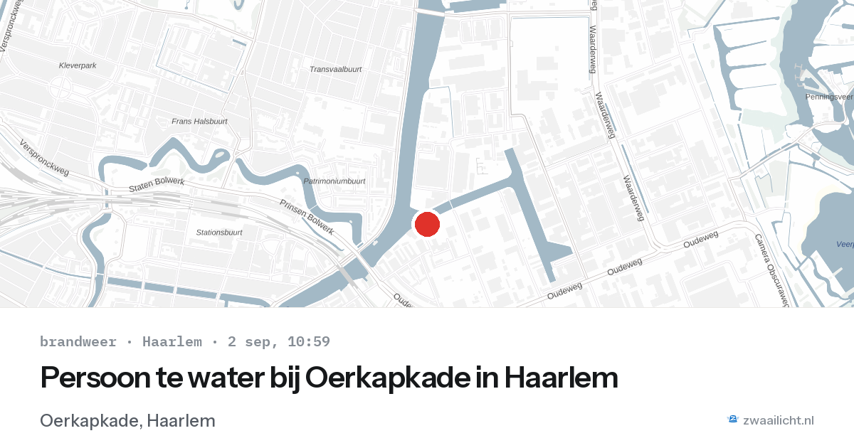 Persoon te water bij Oerkapkade in Haarlem — 2 sep 2026