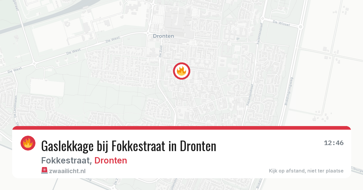 Gaslekkage bij Fokkestraat in Dronten — 30 jun 2026