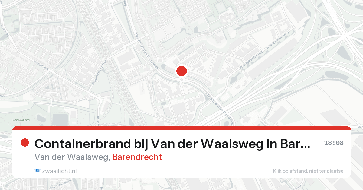 Containerbrand bij Van der Waalsweg in Barendrecht — 16 aug 2026