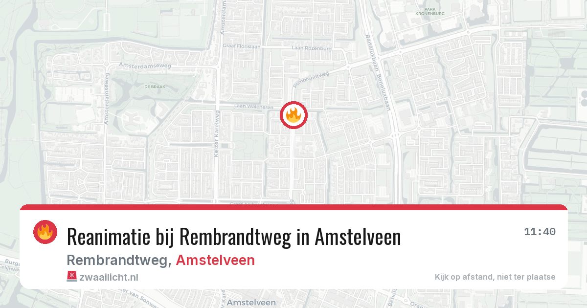 Reanimatie bij Rembrandtweg in Amstelveen — 10 jun 2026