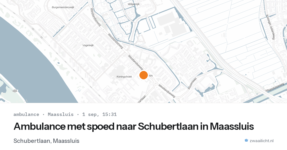 Ambulance met spoed naar Schubertlaan in Maassluis — 1 sep 2026
