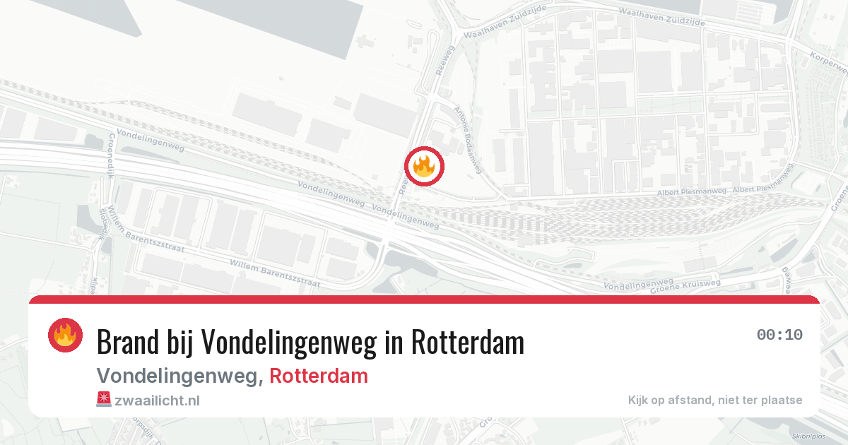 Brand bij Vondelingenweg in Rotterdam — 11 aug 2026