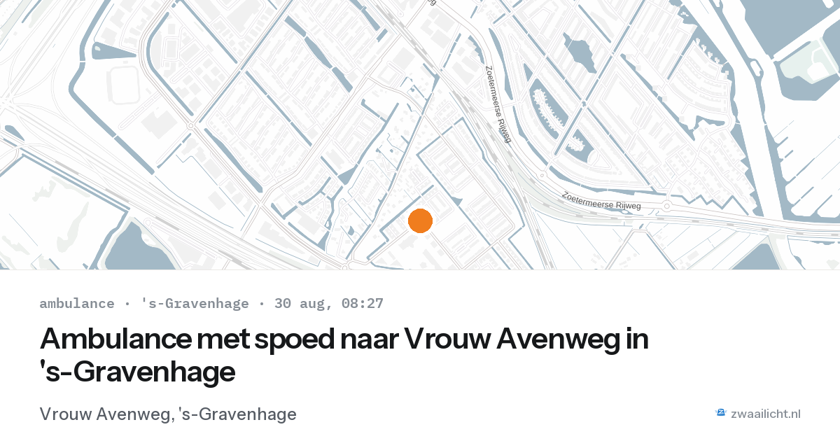 Ambulance met spoed naar Vrouw Avenweg in 's-Gravenhage — 30 aug 2026