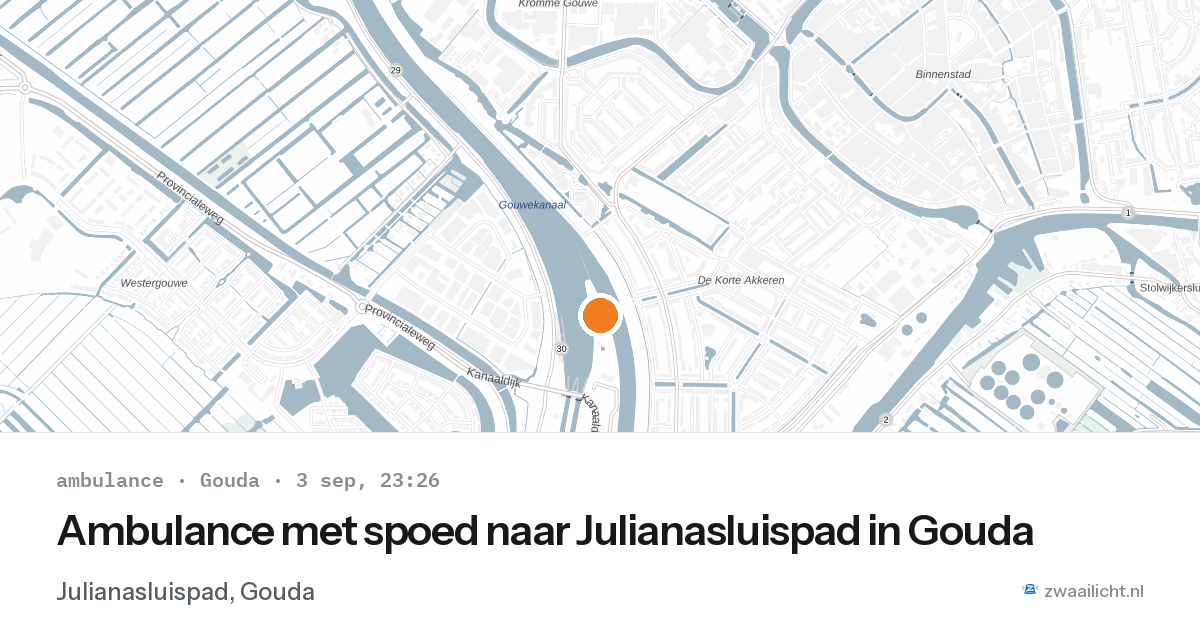 Ambulance met spoed naar Julianasluispad in Gouda — 3 sep 2026