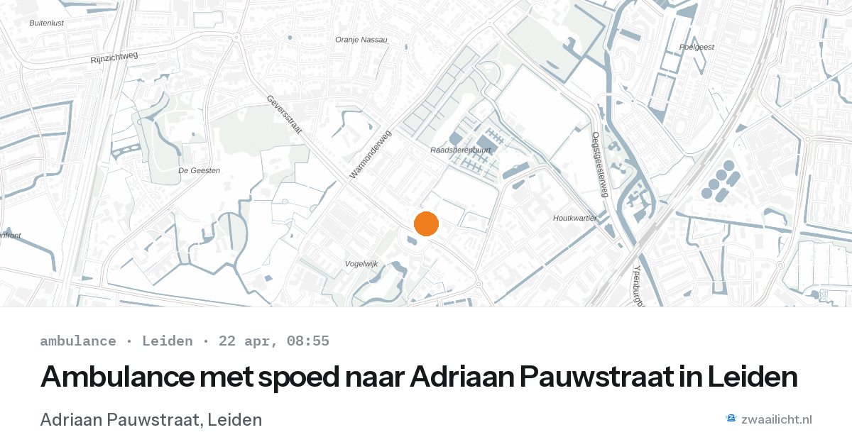 Ambulance met spoed naar Adriaan Pauwstraat in Leiden — 22 apr 2026