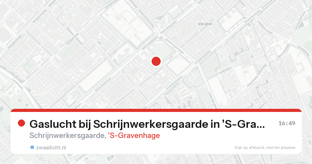Gaslucht bij Schrijnwerkersgaarde in 'S-Gravenhage — 24 aug 2026