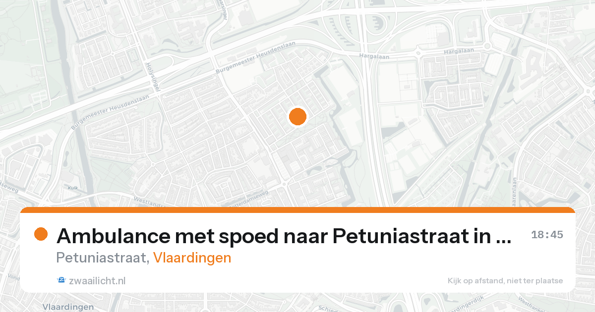 Ambulance met spoed naar Petuniastraat in Vlaardingen — 18 aug 2026