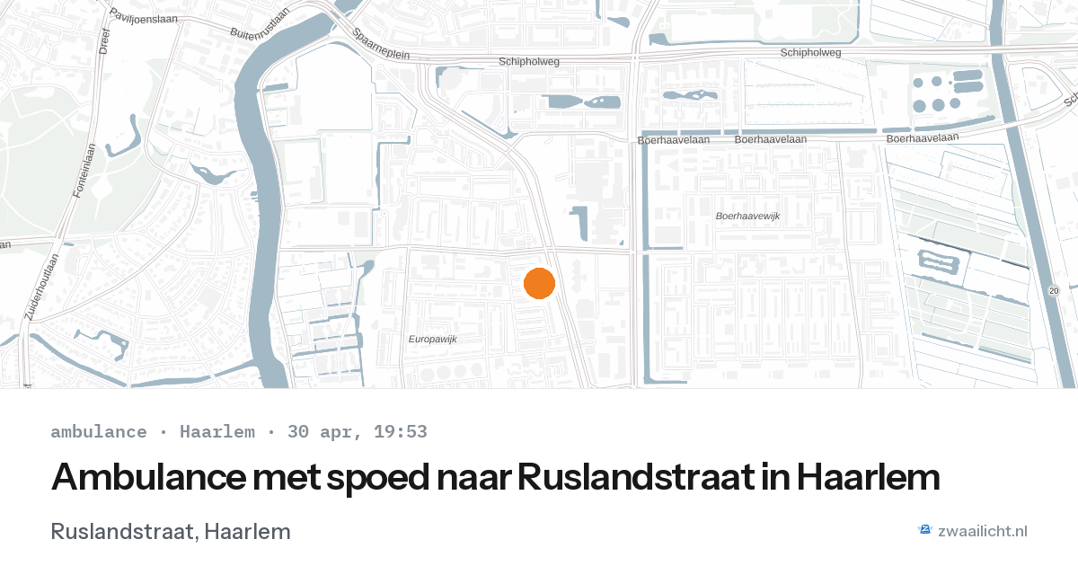 Ambulance met spoed naar Ruslandstraat in Haarlem — 30 apr 2026