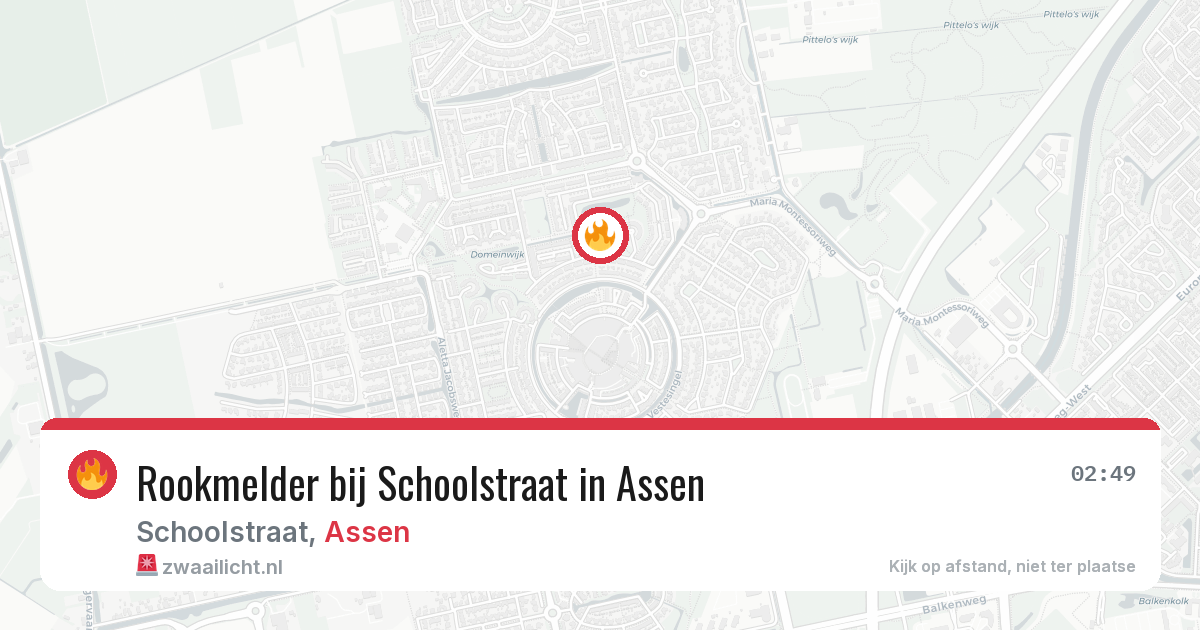 Rookmelder bij Schoolstraat in Assen — 17 jun 2026