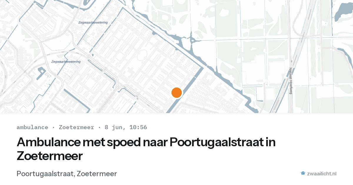 Ambulance met spoed naar Poortugaalstraat in Zoetermeer — 8 jun 2026