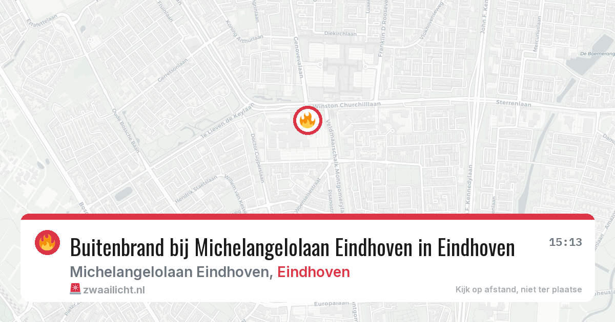 Buitenbrand bij Michelangelolaan Eindhoven in Eindhoven — 13 aug 2026