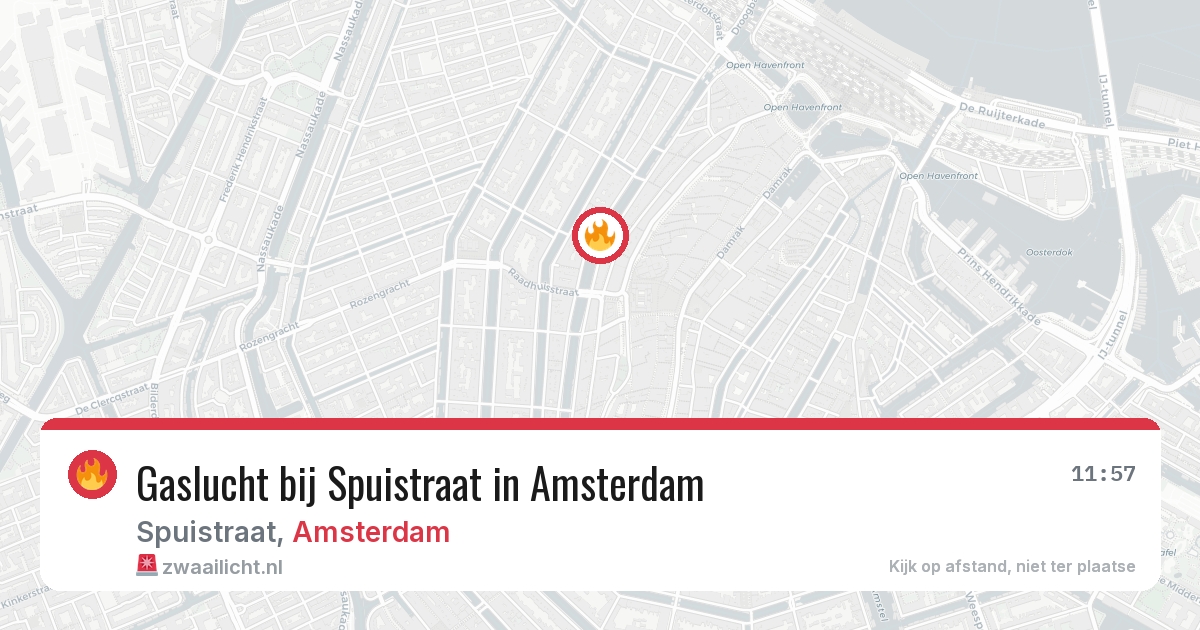 Gaslucht bij Spuistraat in Amsterdam — 13 jul 2026