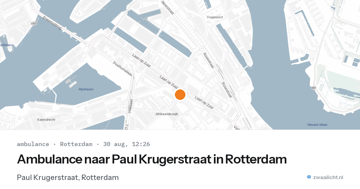 Ambulance naar Paul Krugerstraat in Rotterdam — 30 aug 2026