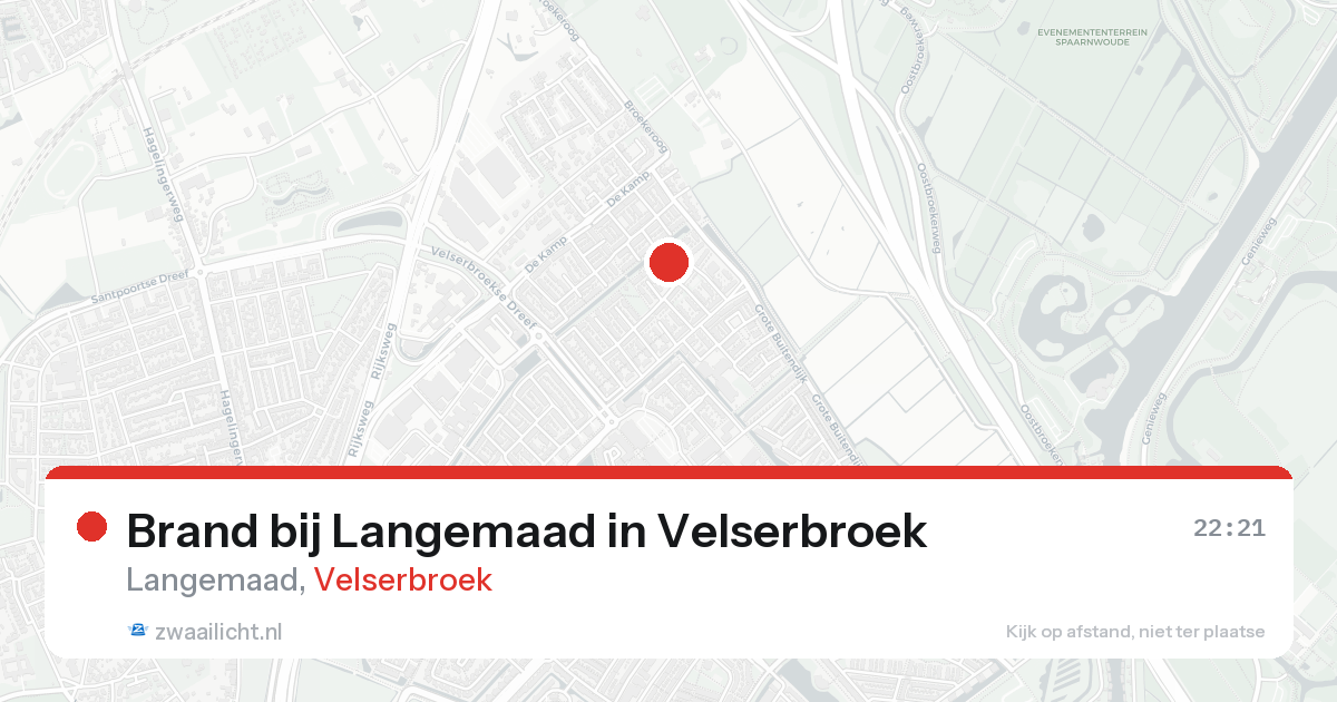 Brand bij Langemaad in Velserbroek — 22 aug 2026