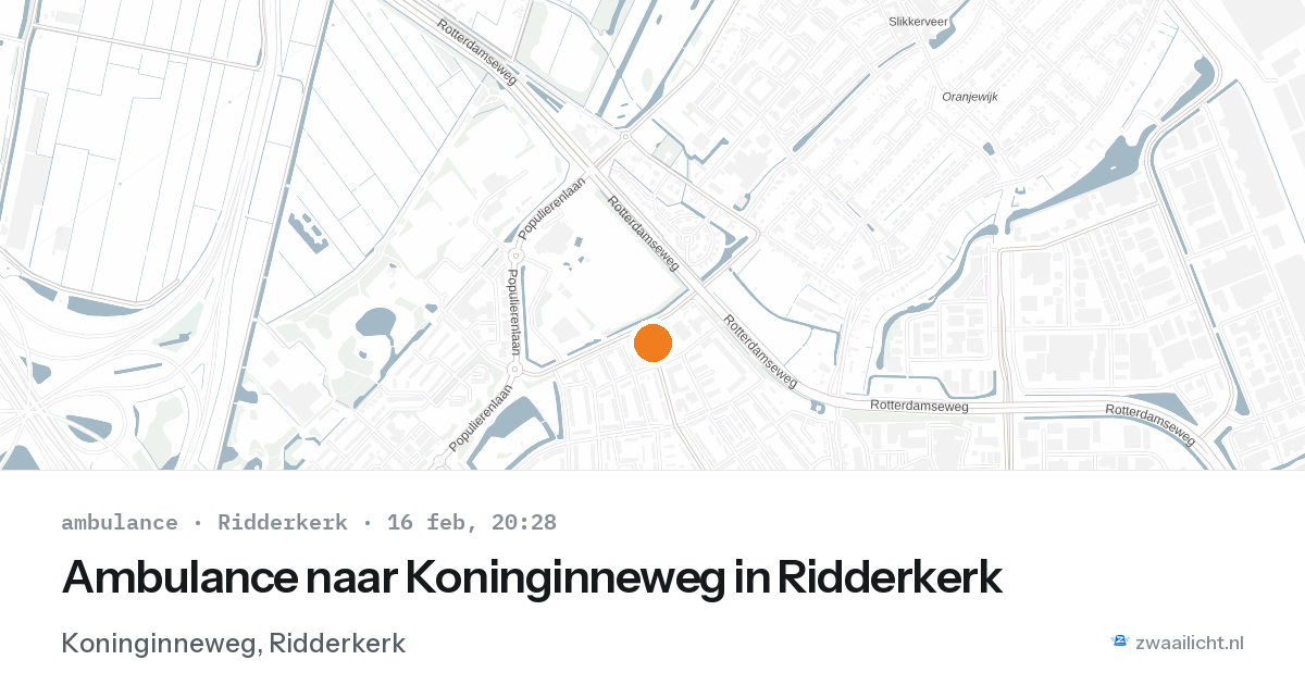 Ambulance naar Koninginneweg in Ridderkerk — 16 feb 2026
